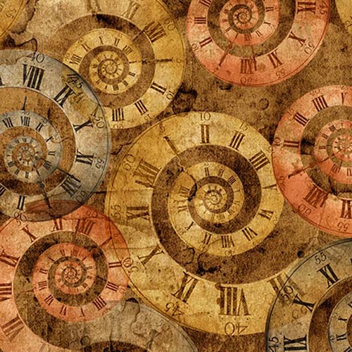 Full Steam Ahead - Clock Swirls - Cocoa - roman numeral swirls on brown