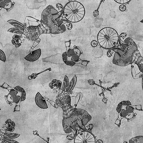 Full Steam Ahead - Silhouettes - Gray - steampunk ladies on gray