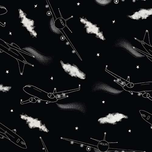 Let's Glow Crazy - Airplanes - Black- glow in the dark airplanes on black