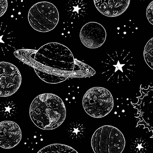 Let's Glow Crazy - Planets- Black - glow in the dark planets on black