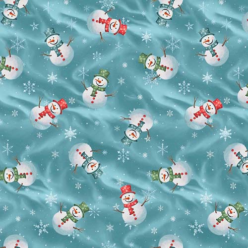 Comfort & Joy - Snowmen - Aqua - tossed snowmen on aqua