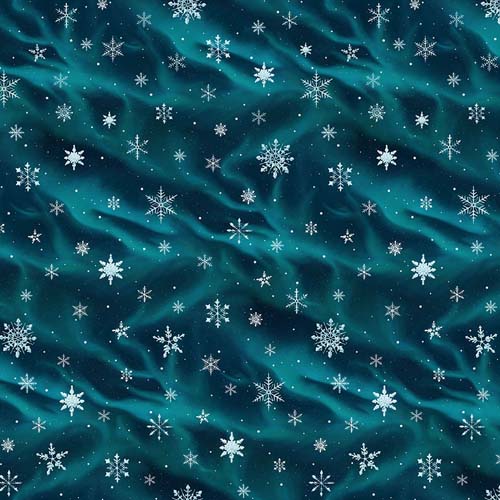 Comfort & Joy - Snowflakes - Aqua - tossed snowflakes on teal