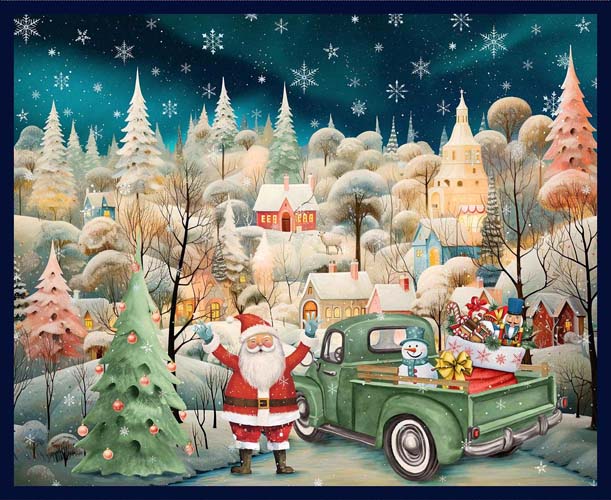 Comfort & Joy - 1yd. PANEL - Santa & truck in village