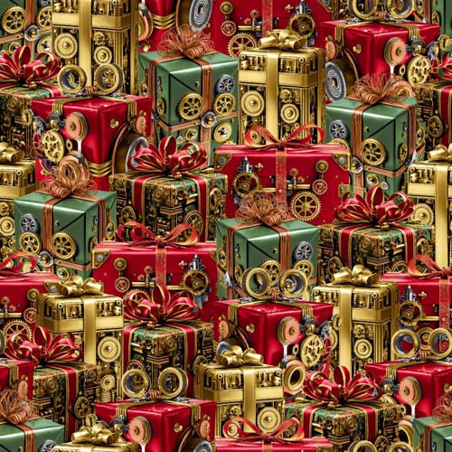 Gears & Garland - Steampunk Christmas Presents - Red