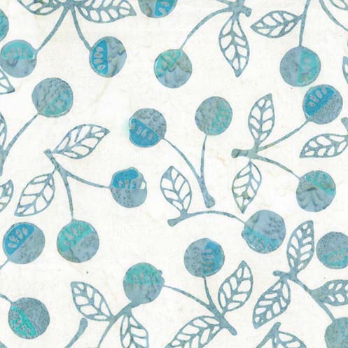 Cherry Blossoms - Cherries - Natural - Aqua/Gray Colored Cherries on Natural