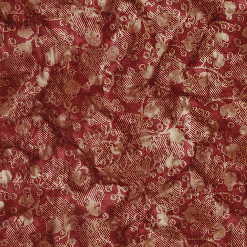 Cherry Blossoms - Twilight Red-Green/Gray Floral on Twilight Red From Banya