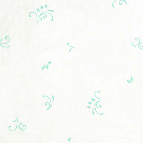 Intaglio Batik - Seafoam -Metallic Seafoam Green Scroll on Natural From Ba