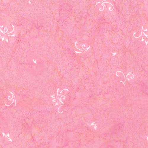 Intaglio Batik - Pink Hibiscus - White Scroll on Pink From Banyan Batiks Divison