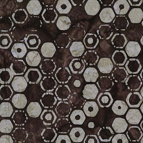 Ride On Batik - Brown Honey - Grey/Chocolate - Hexagons
