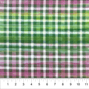 Kilts & Quilts Batiks - Highland Hilltops - green purple and white plaid