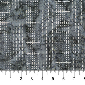 Kilts & Quilts Batiks - Whussendale Nights - Lt. grey stitching lines on grey