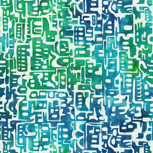 Street Art Batik - Electric eel - geometric - blues, greens, white