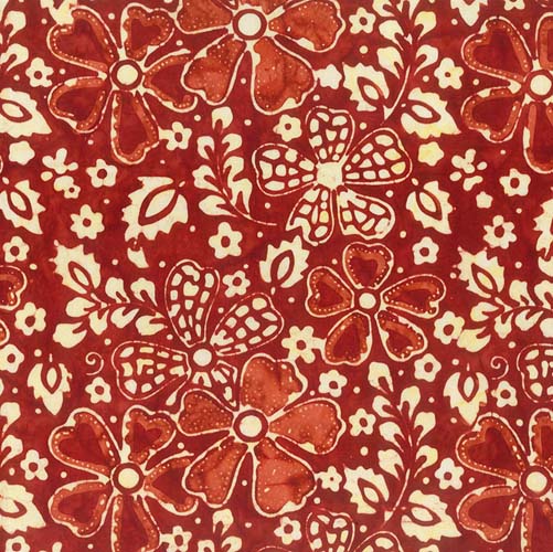 Batik - Destination Indonesia- Fireweed and Forget Me Nots - Lipstick Red