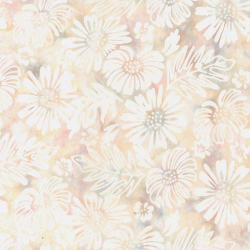 Batik - Tuscan Terrace- Leaves with flowers - Creme - floral on pale peach