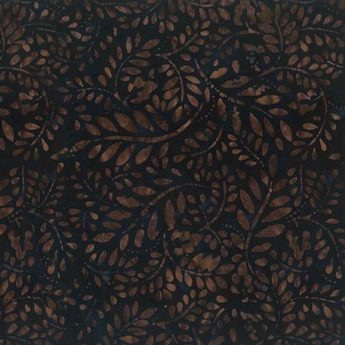 Batik -Tuscan Terrace -Background Leaves - Midnight - brown sprigs on blue-black