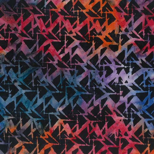 Batik - Line Work -Berry Blast - Pinwheels - Soot - blue & orange on black