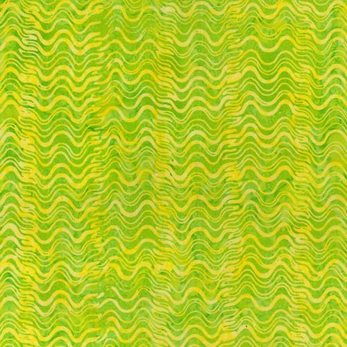Batik -Line Work - Indigo Lime - Soundwaves - Lime Light - yellow waves on lime