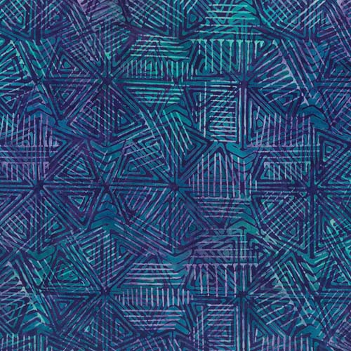 Batik -Line Work - Indigo Lime - Hexic Triangles - Amethyst - blue & purple