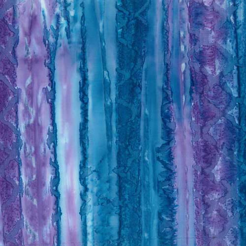 Batik - Brush Strokes - Pearl Blue -  lengthwise bands of teal and purple
