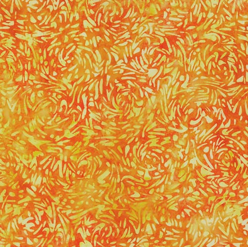 Banyan Batik BFFS - Pumpkin - yellow swirls on bright orange