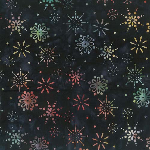 Batik - Deck the Halls - Snowflakes -Midnight- multicolored snowflakes on blue