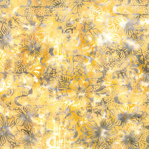 Dandelion Wishes - Bamboo Floral - Pale Yellow- pale gold floral on brown