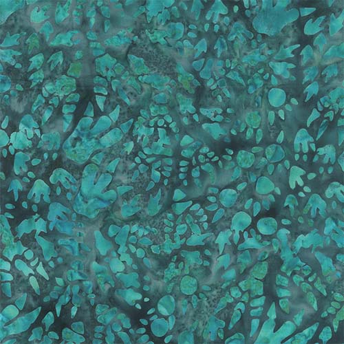 Batik -Dinosaurus - Footprints- Caribbean - turquoise footprints on teal