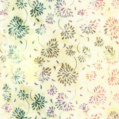 Batik - Fragrant - Spring Time -  Pressed Flowers - Ivory - multicolor floral