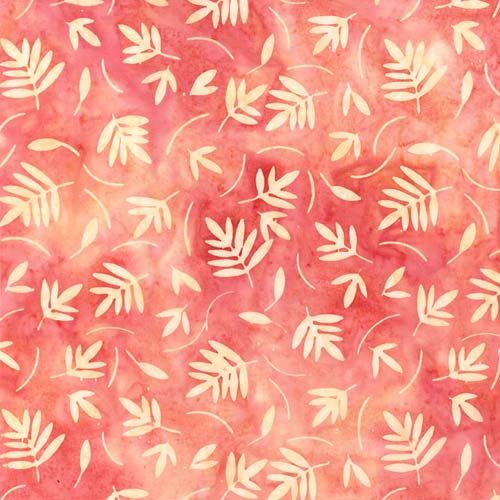 Batik - Fragrant - Spring TimeDouble Leaf Toss - Soot - coral leaves on black