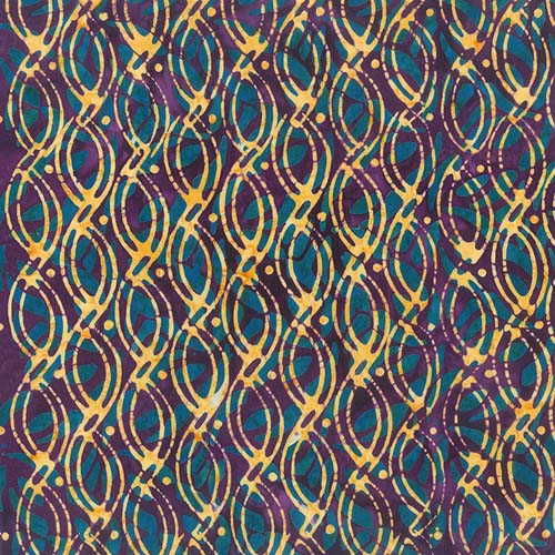 Batik - Fragrant - Spring Time  Trails Doubled - Dark Teal -orange,teal & purple
