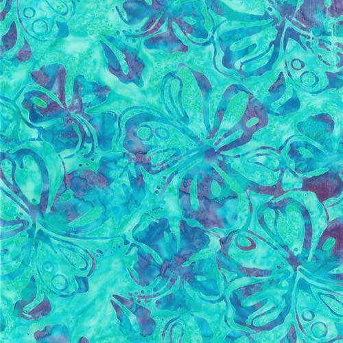 Batik - Paradise Bay - Ocean Breeze - Hibiscus - Caribbean - floral on aqua