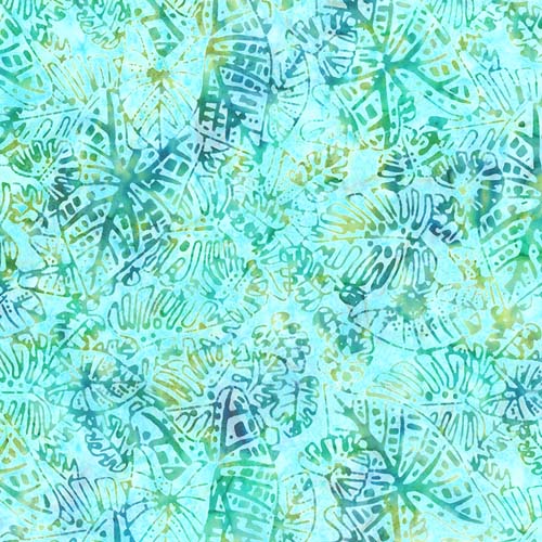 Batik - Paradise Bay - Coral Reef - Fanned Leaves - Caribbean - on aqua
