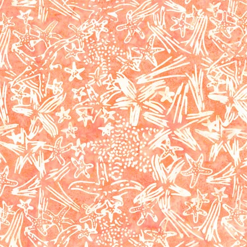 Batik - Paradise Bay - Coral Reef - Starfish Collage - Pear - on white