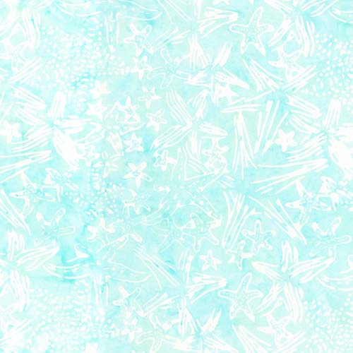 Batik - Paradise Bay -  Coral Reef - Starfish Collage - Seafoam - on aqua