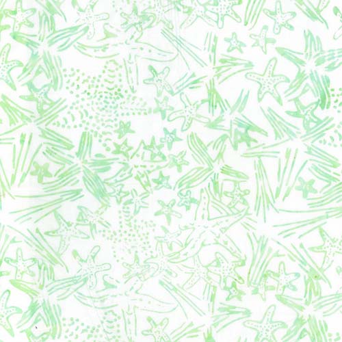 Batik - Paradise Bay - Coral Reef - Swirled Leaves - Avocado - on green
