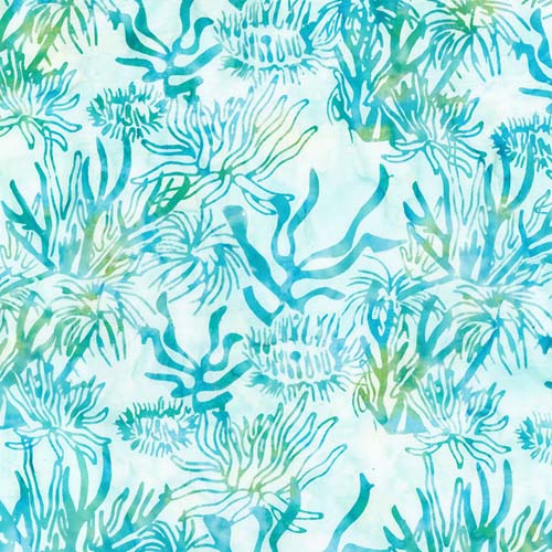 Batik - Paradise Bay - Ocean Breeze - Coral Reef - Seafoam- on white