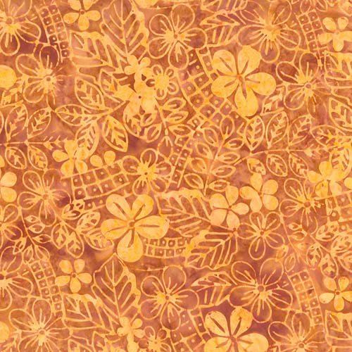 Heartland Batik - Cobble Daisy - Burnt Orange - lt orange & rust floral