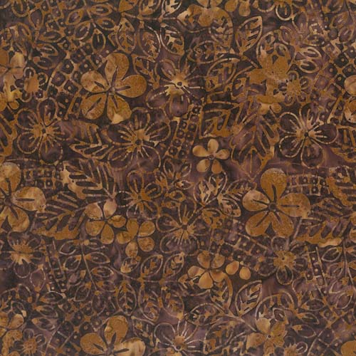 Heartland Batik - Cobble Daisy - Cedar -  brown floral