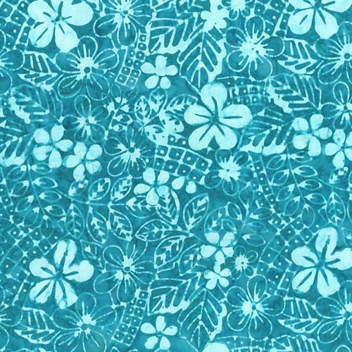 Heartland Batik - Cobble Daisy - Teal - aqua & teal floral