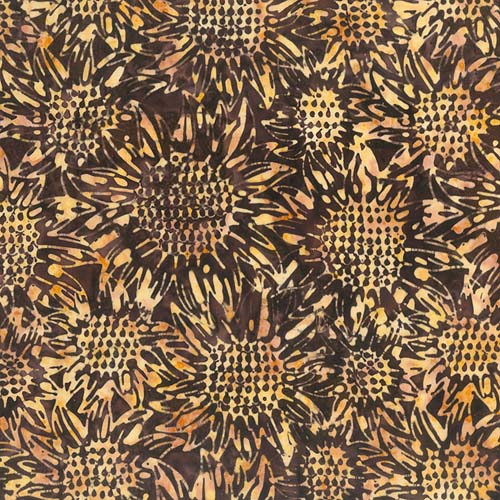 Heartland Batik - Sunflowers - Smoky Teal - light & dark teal sunflowers