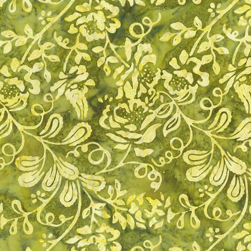 Garden Spirit Batik - Floral Spray - Olive - Green floral on olive green