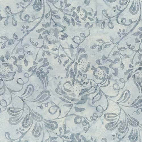 Garden Spirit Batik - Floral Spray - Smoke - blue floral on pale blue