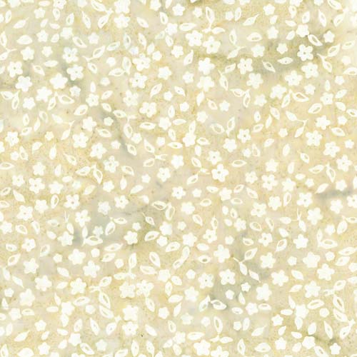 Garden Spirit Batik - Tossed Floral-  Hazelwood - small cream ditsy on tan