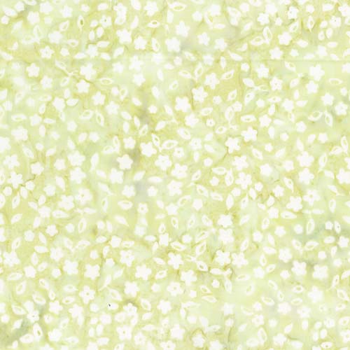 Garden Spirit Batik - Tossed Floral - Pear - small cream ditsy on lt green