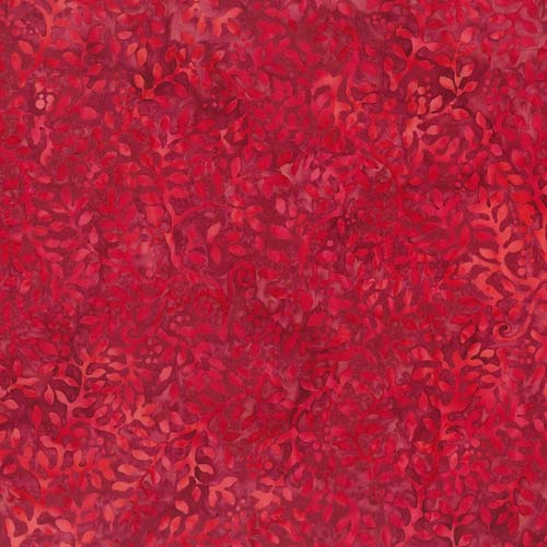 Garden Spirit Batik - Leafy Vine  -  Dark red - lt red vines on red