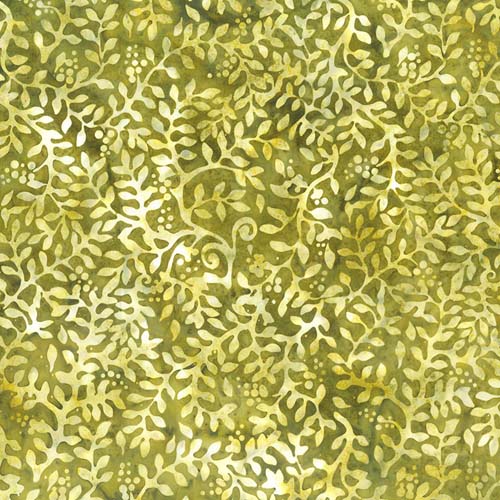Garden Spirit Batik - Leafy Vine - Ginger - yellow vines on gold