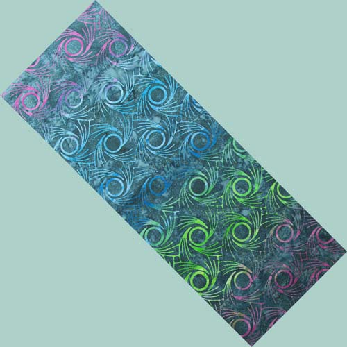 Whirlpool Batik - Movement - Peacock - rainbow feathery circles on teal