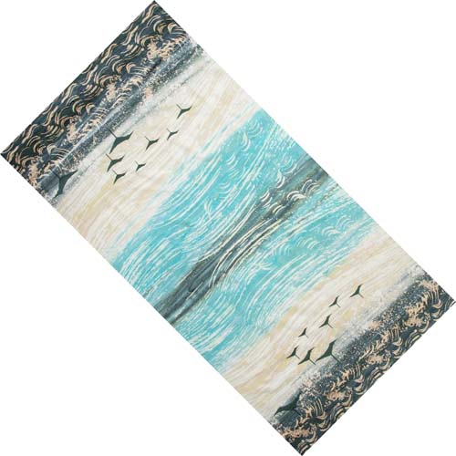 Boardwalk Dreams Batik - Border Stripe  - ocean scene border print