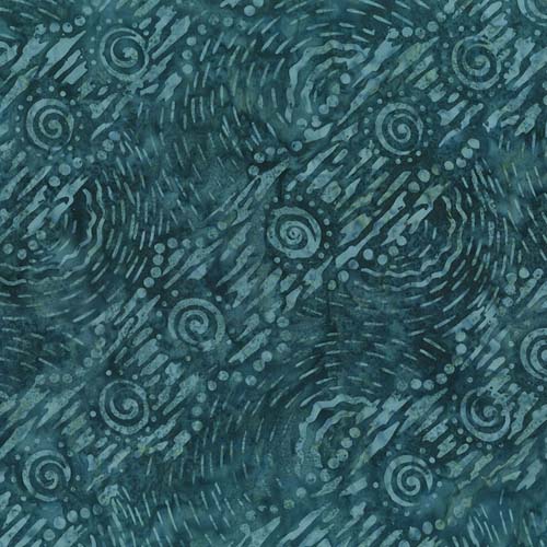 Boardwalk Dreams Batik - Diagonal Stripe - Dk. Turquoise - swirly stripes