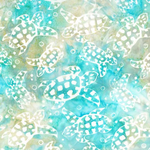 Boardwalk Dreams Batik - Sea Turtles - Aqua - turles on aqua